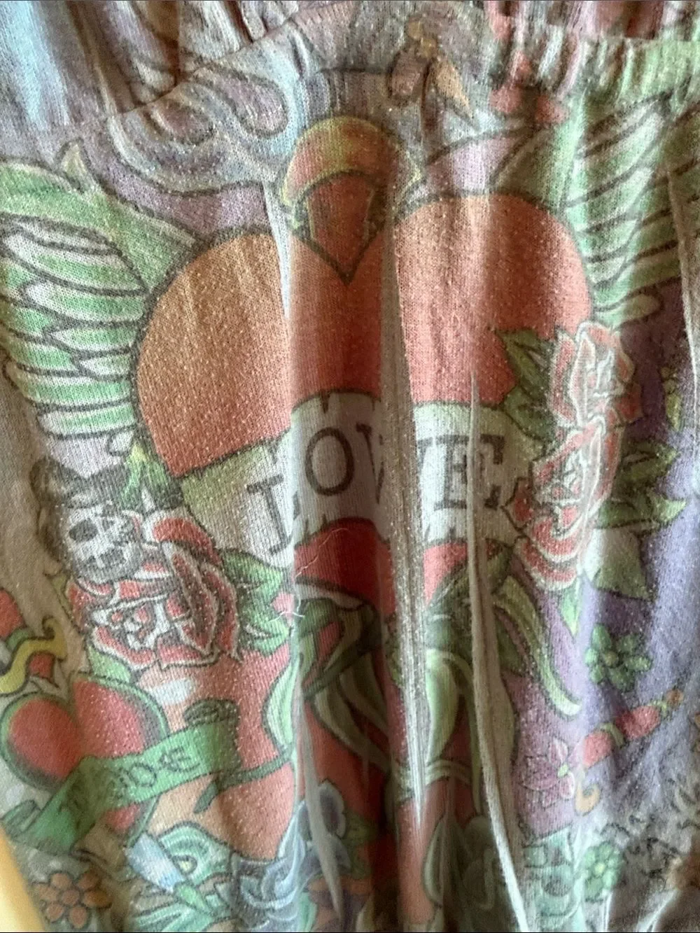 julie's closet Pink & Gray Tattoo-Print V-Neck Empire Tunic Top